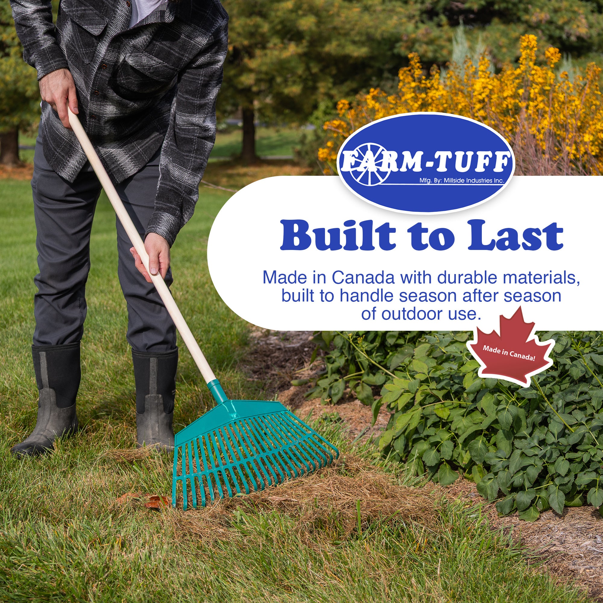 FARM-TUFF Hardwood Leaf & Garden Rake, 19in