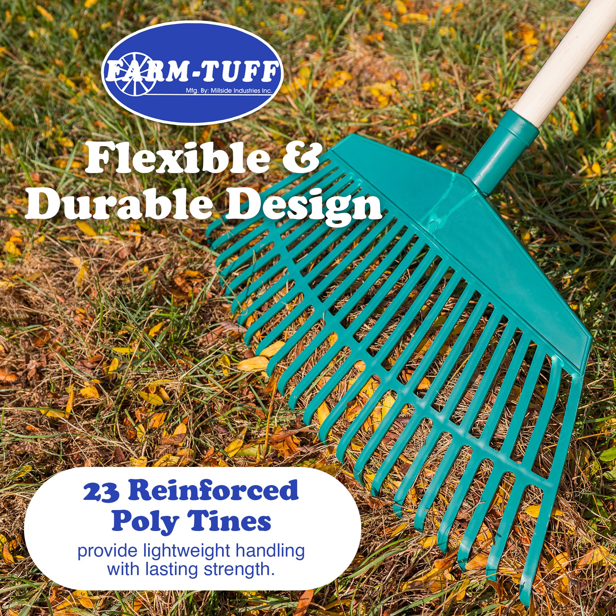 FARM-TUFF Hardwood Leaf & Garden Rake, 19in