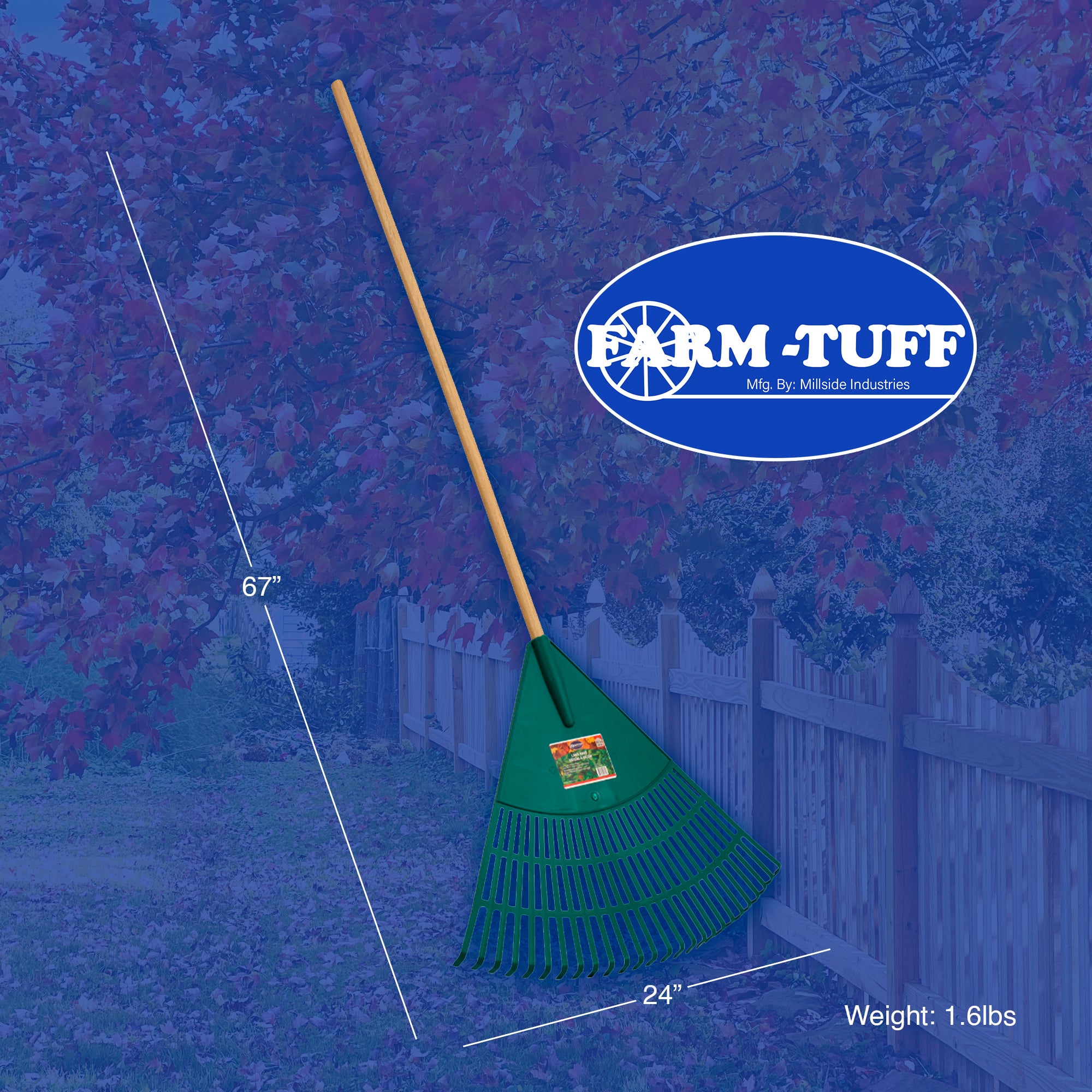 FARM-TUFF Hardwood Leaf & Lawn Rake, 24in