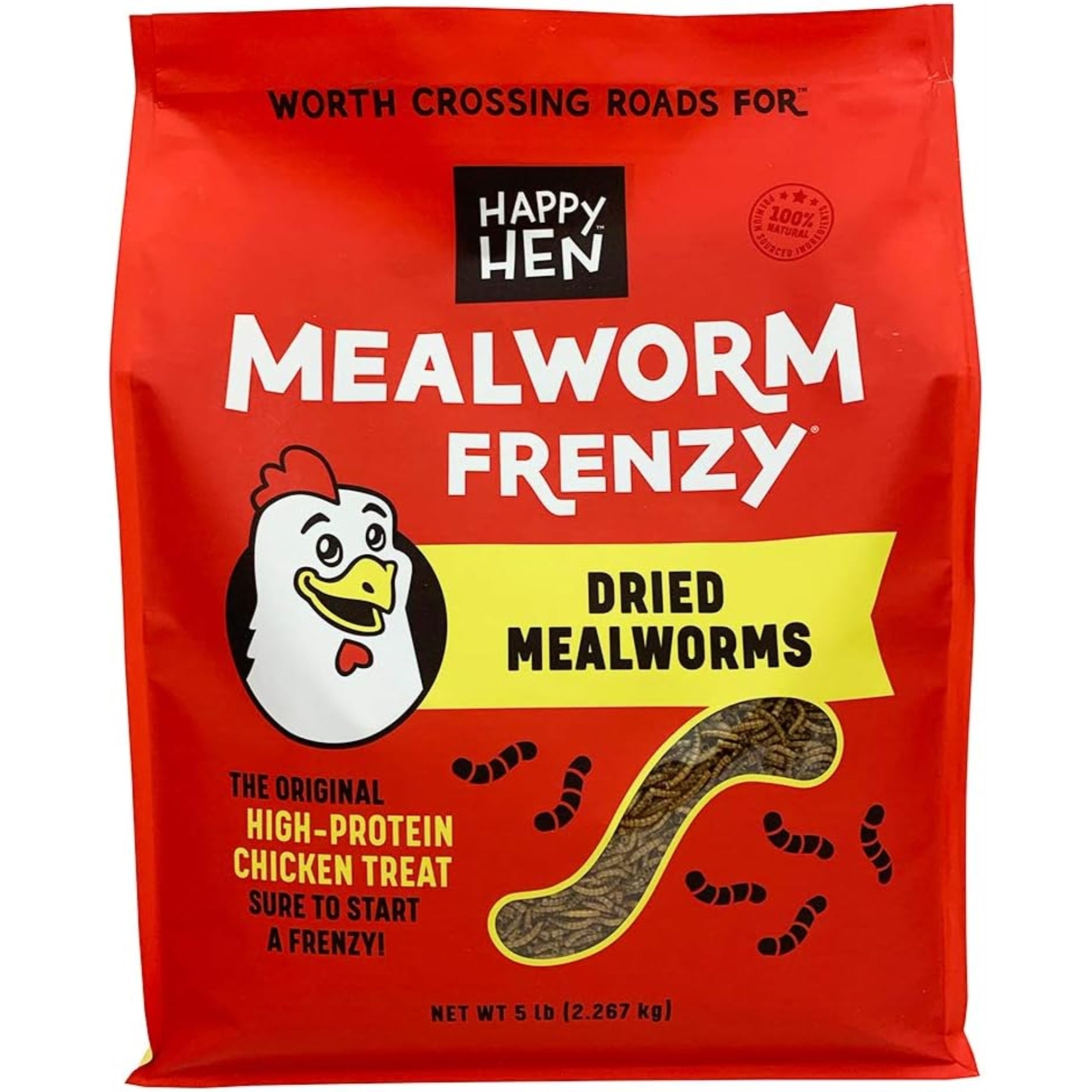 Happy Hen Treats Mealworm Frenzy – 100% Natural Dried Mealworms – High-Protein Poultry Snack, 5lb