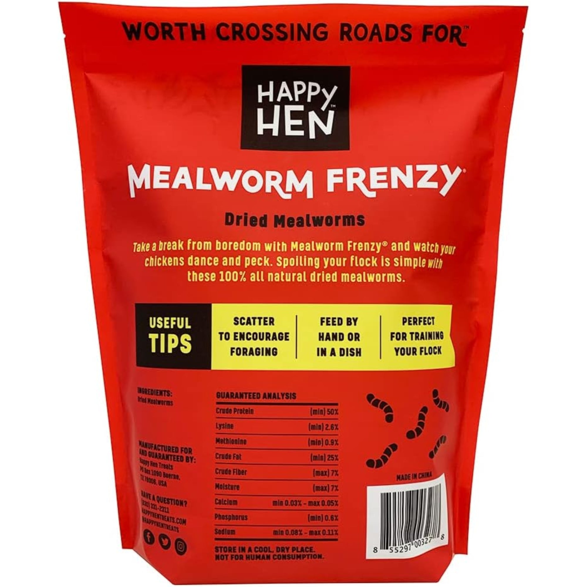 Happy Hen Treats Mealworm Frenzy – 100% Natural Dried Mealworms – High-Protein Poultry Snack, 30oz
