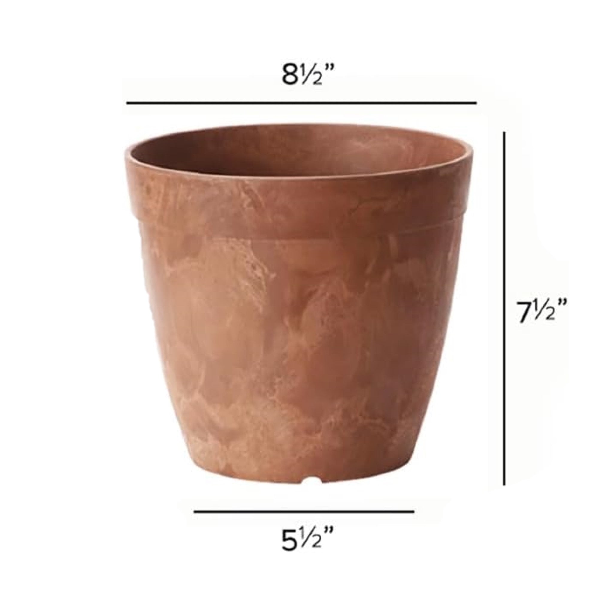 Novelty Artstone Dolce Round Plastic Resin Pot Planter, Rust, 8in