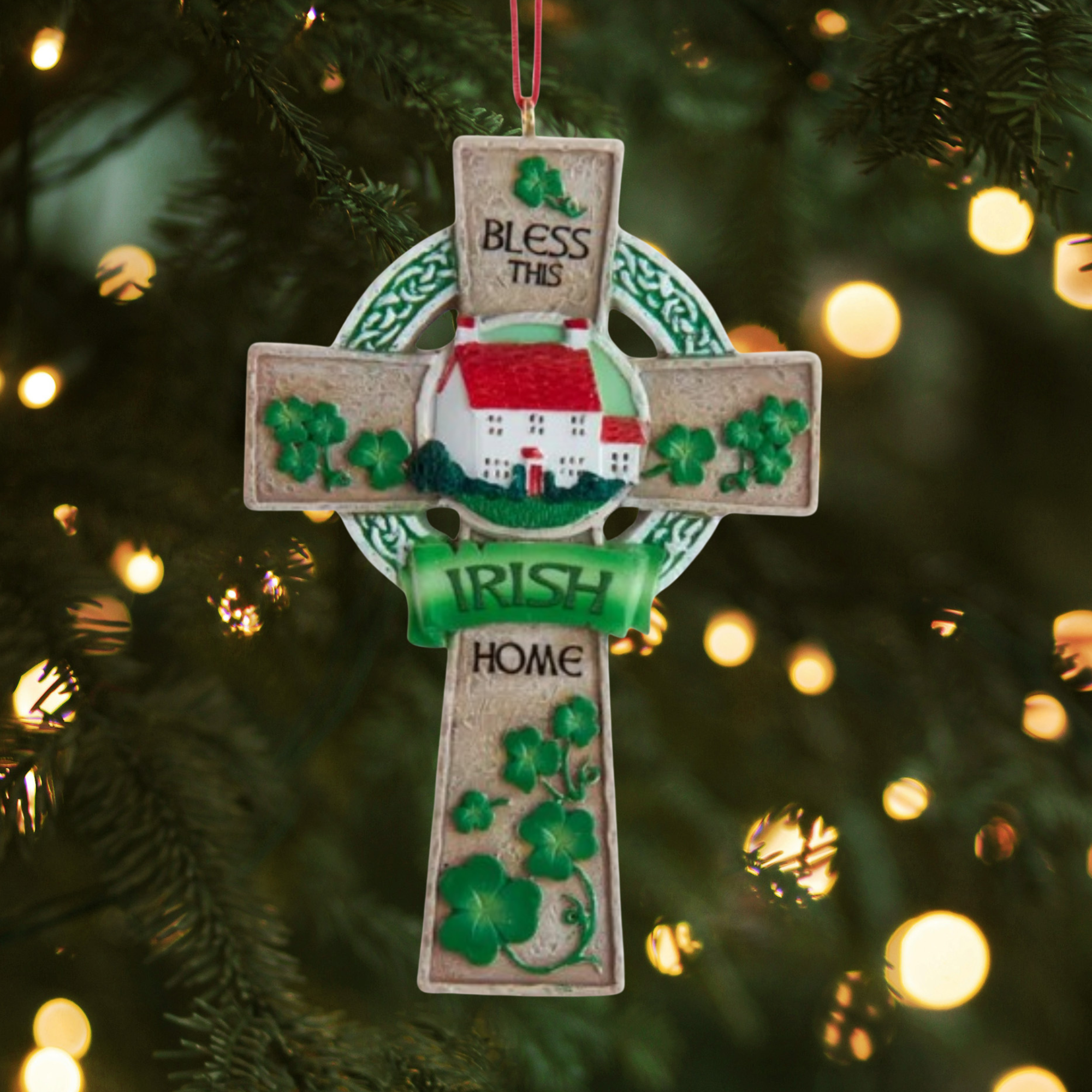 Kurt Adler Resin Ornament for Christmas Tree, Irish Cross
