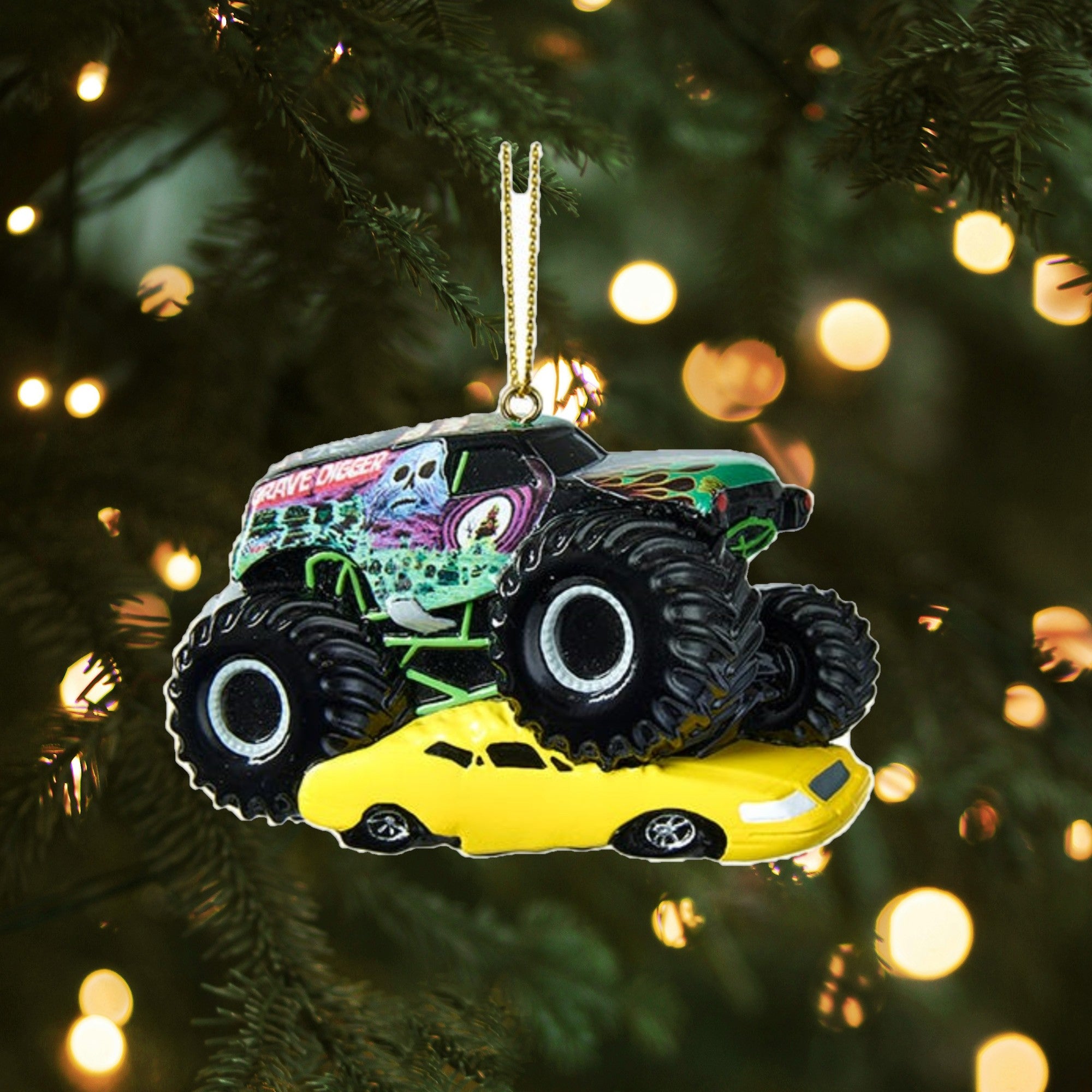 Kurt Adler Hanging Christmas Tree Ornament, Monster Jam Grave Digger for Personalization