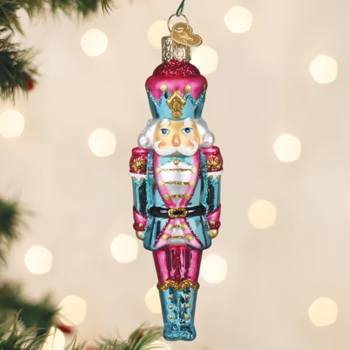 Old World Christmas Blown Glass Ornament for Christmas Tree, Pastel Nutcracker