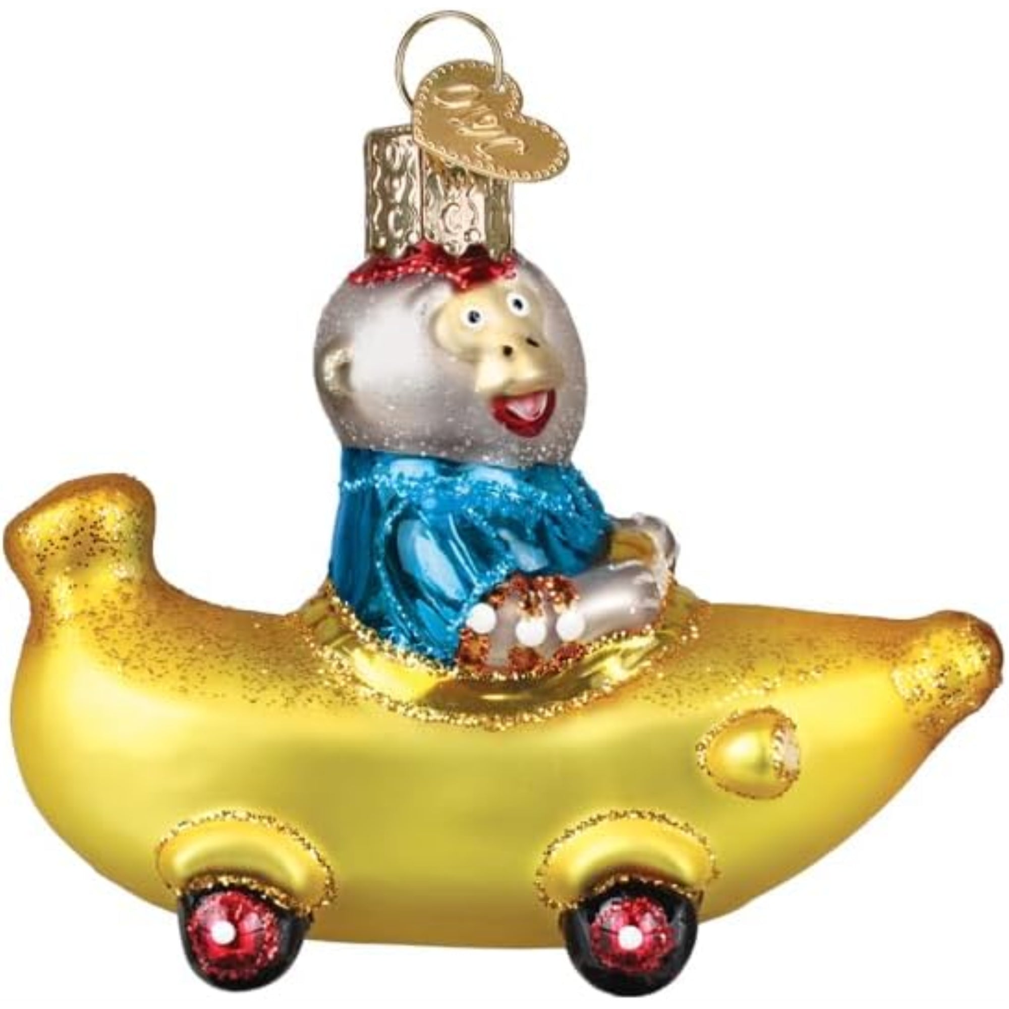 Old World Christmas Blown Glass Ornament for Christmas Tree, Bananas Gorilla's Bananamobile