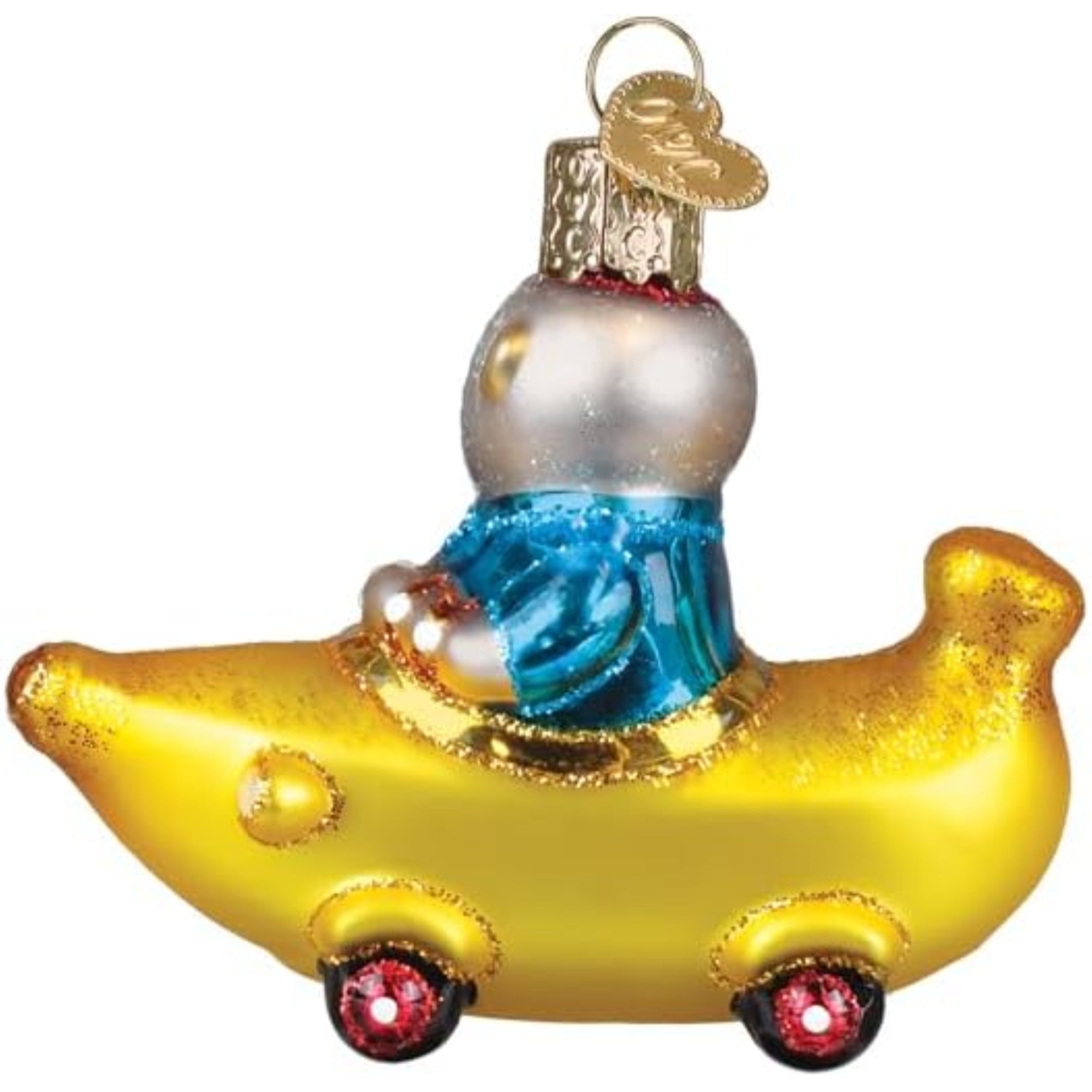 Old World Christmas Blown Glass Ornament for Christmas Tree, Bananas Gorilla's Bananamobile