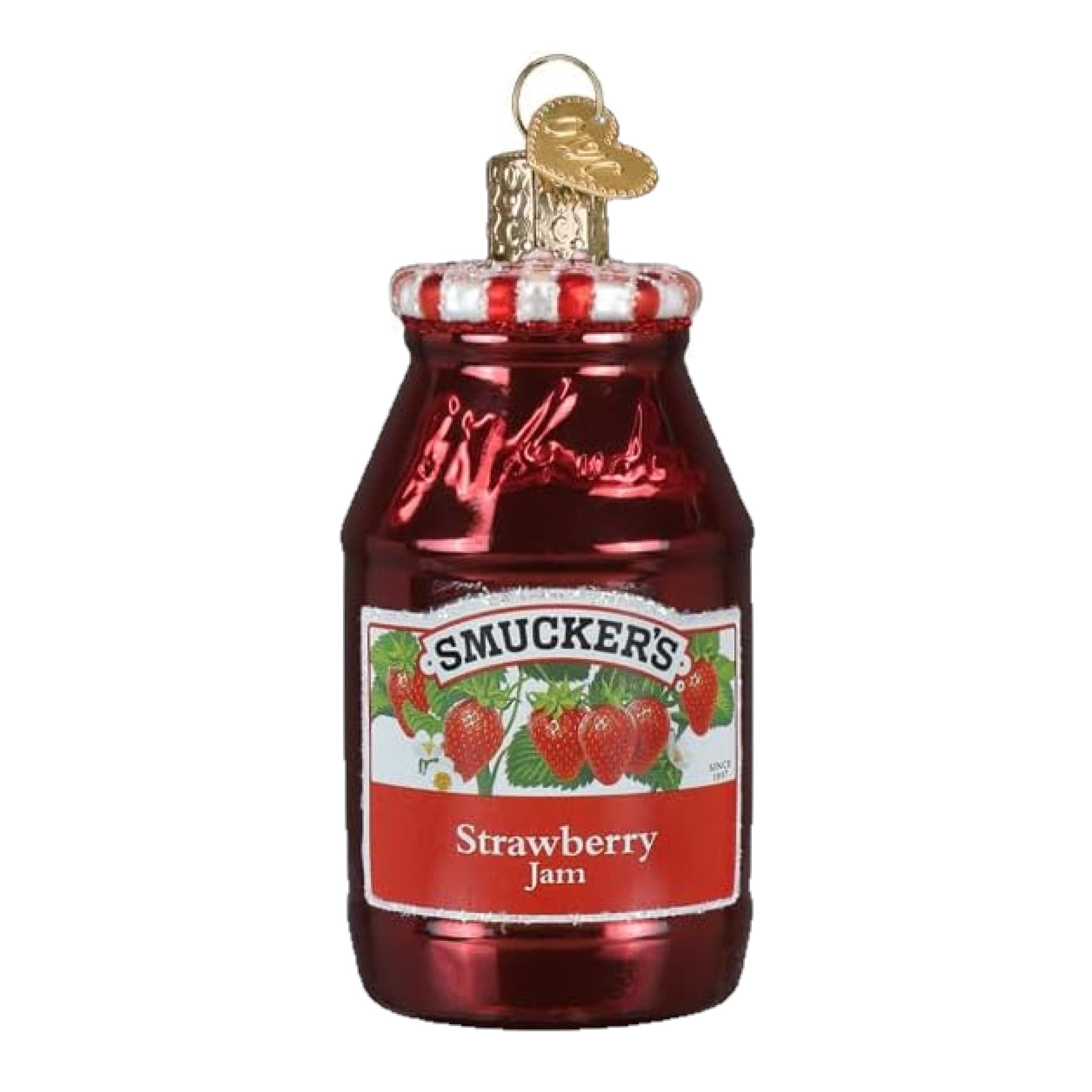 Old World Christmas Blown Glass Ornament for Christmas Tree, Smucker's Strawberry Jam