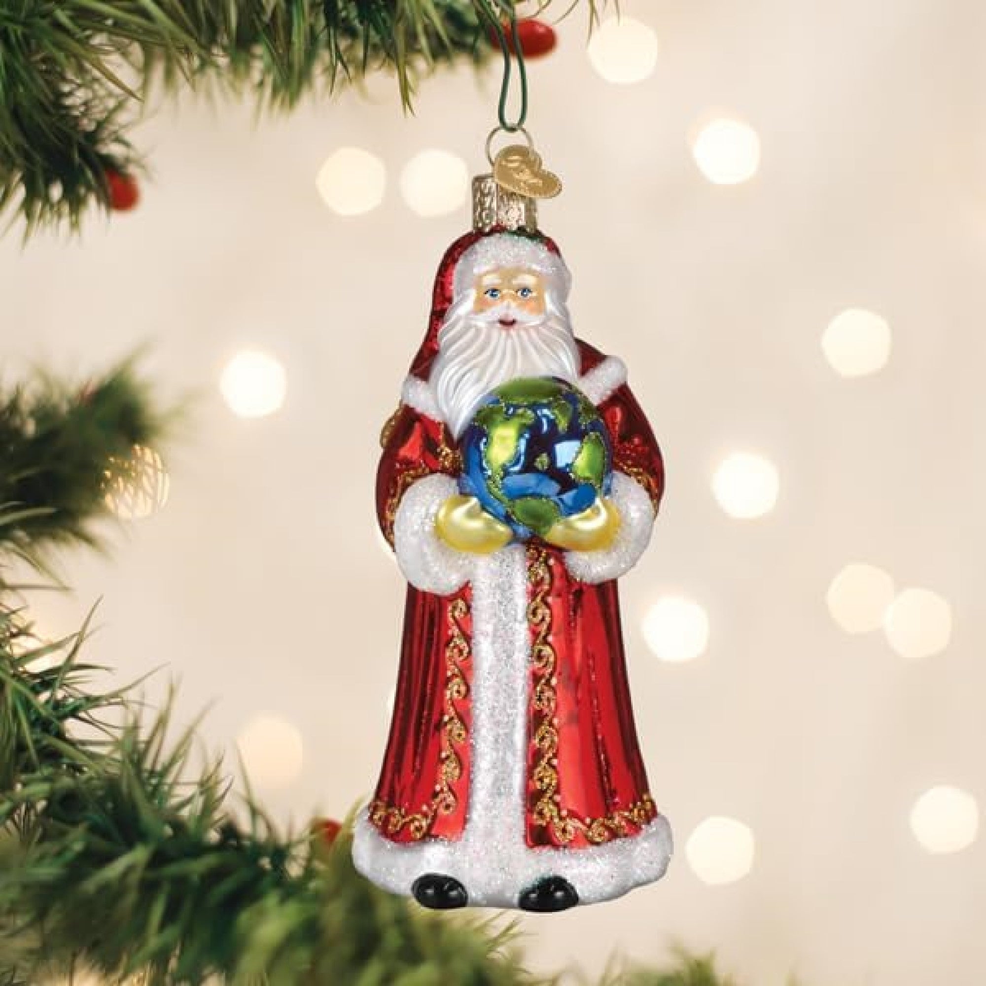 Old World Christmas Blown Glass Ornament for Christmas Tree, World Peace Santa