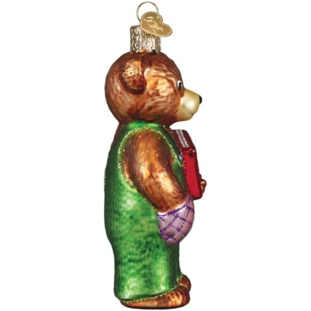 Old World Christmas Blown Glass Ornament for Christmas Tree, Corduroy Holding Book