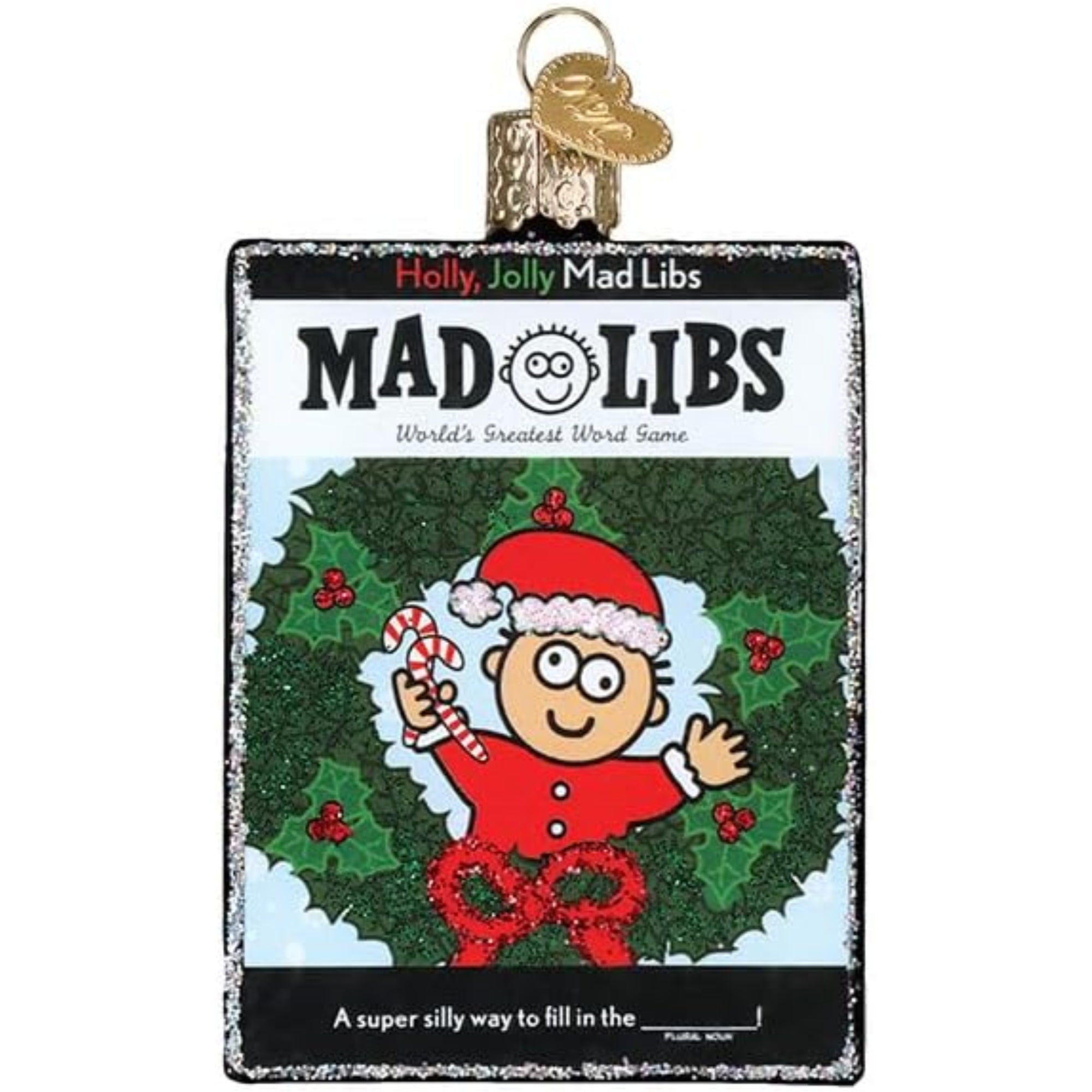 Old World Christmas Blown Glass Ornament for Christmas Tree, Holly Jolly Mad Libs