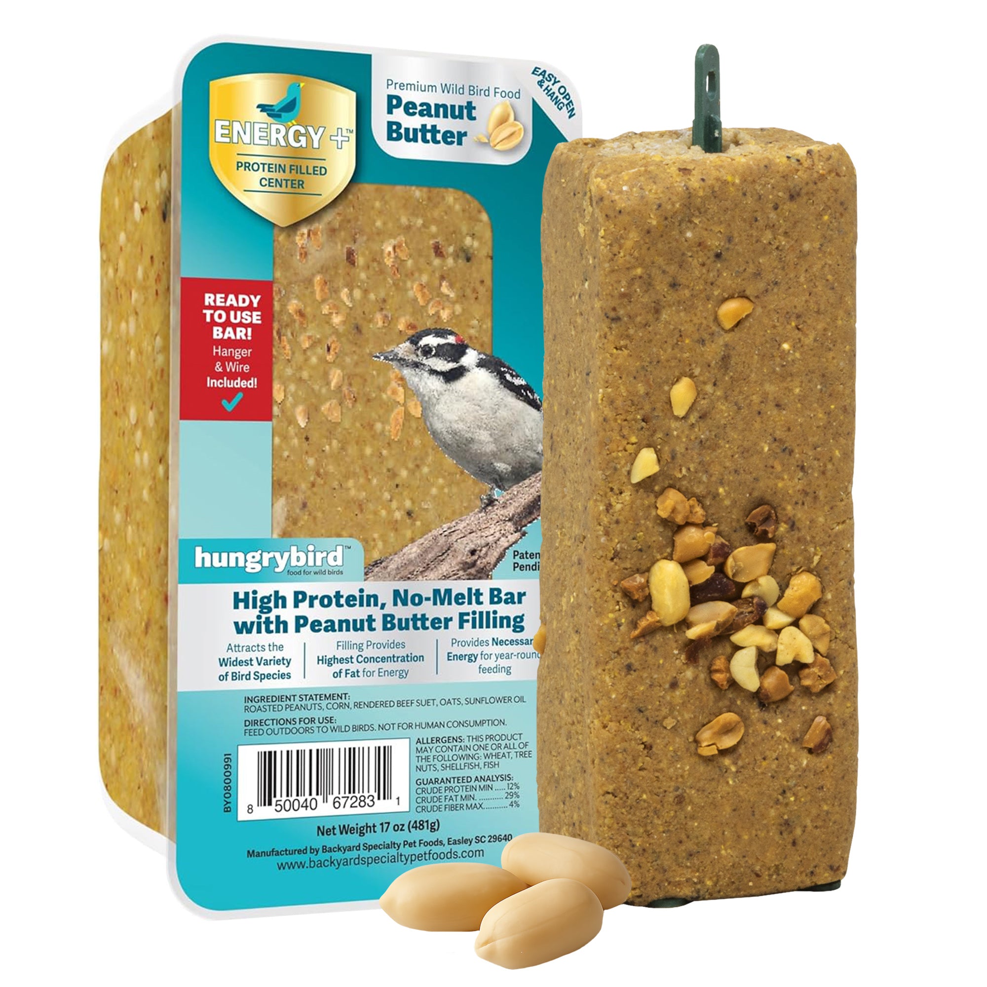 Hungrybird Energy+ High-Protein Suet Bar with Peanut Butter Filling