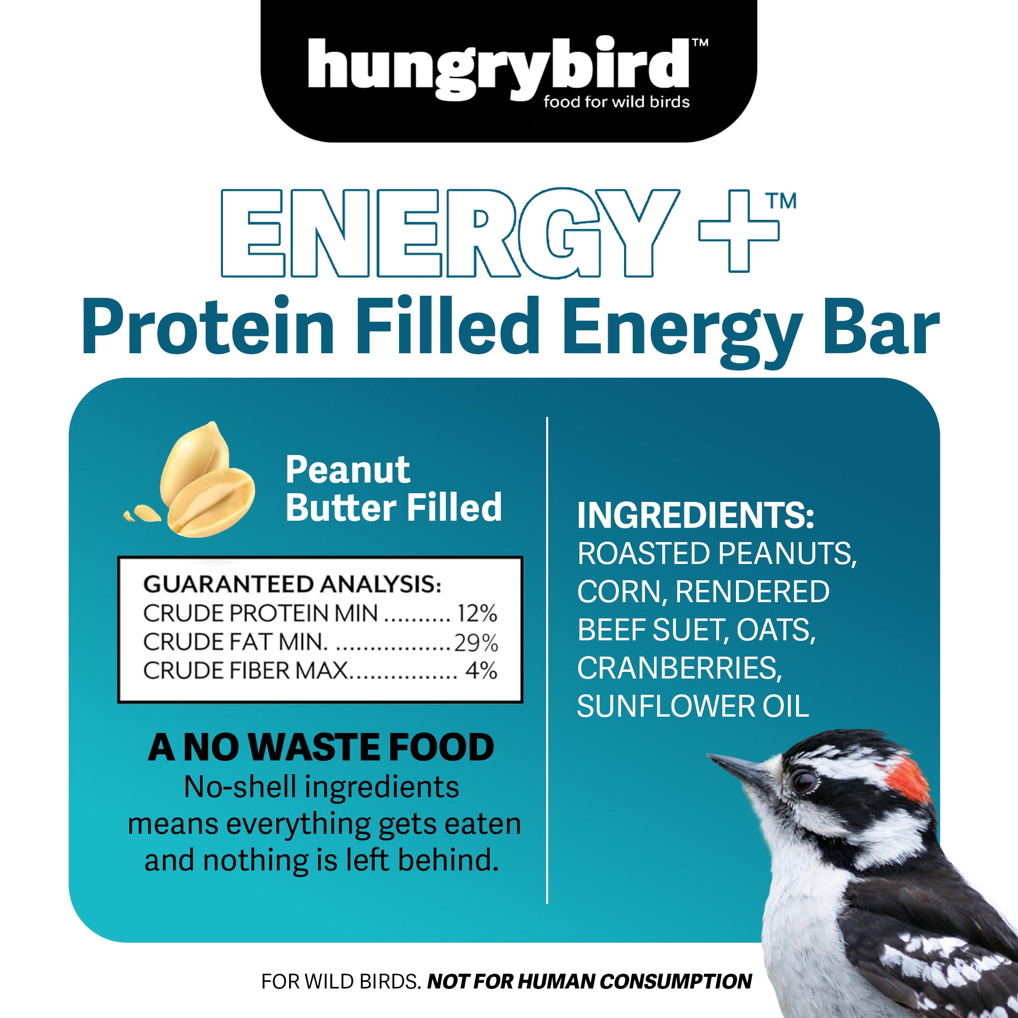 Hungrybird Energy+ High-Protein Suet Bar with Peanut Butter Filling