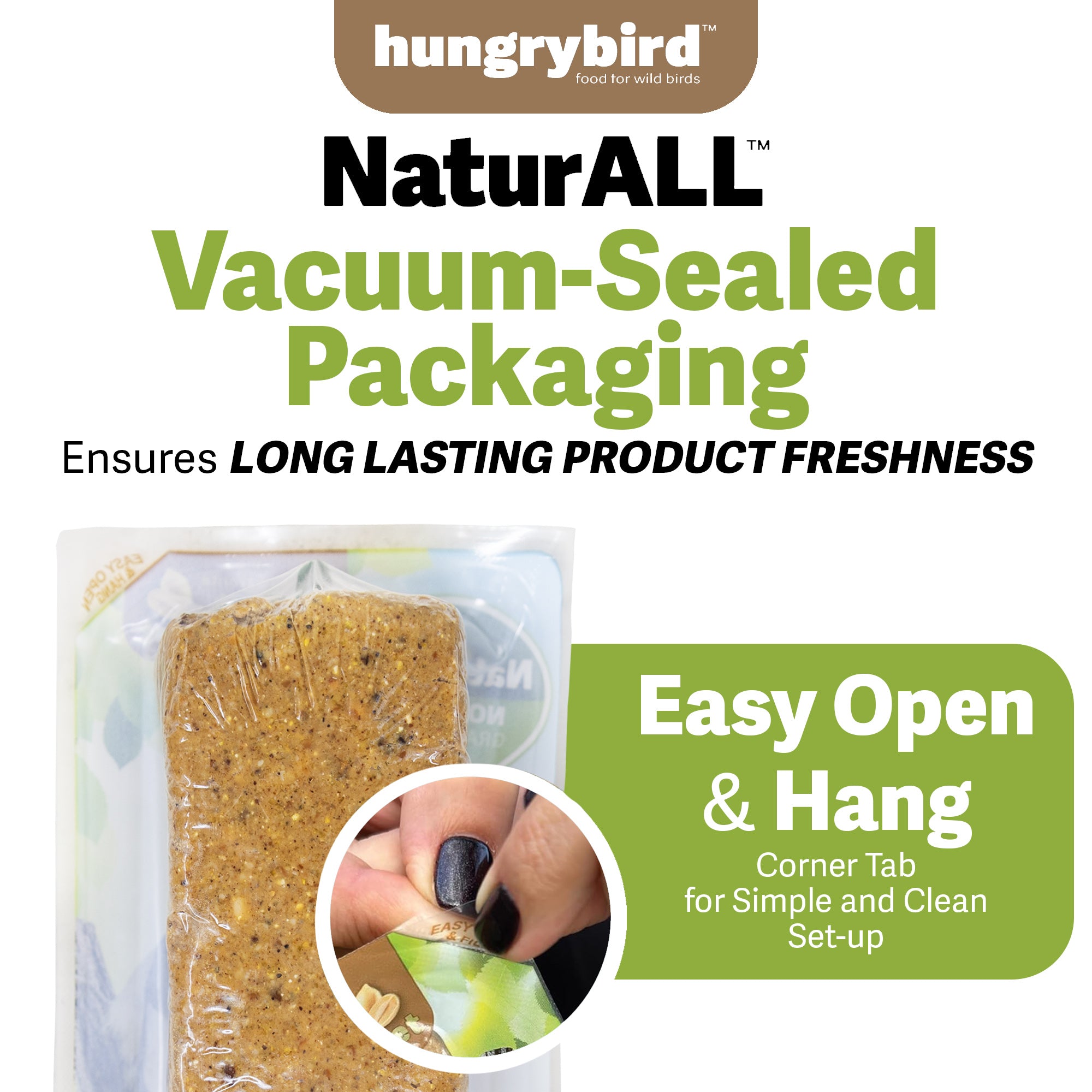 Hungrybird NaturAll Non-GMO, High-Protein Suet Bar with Peanut Butter Filling