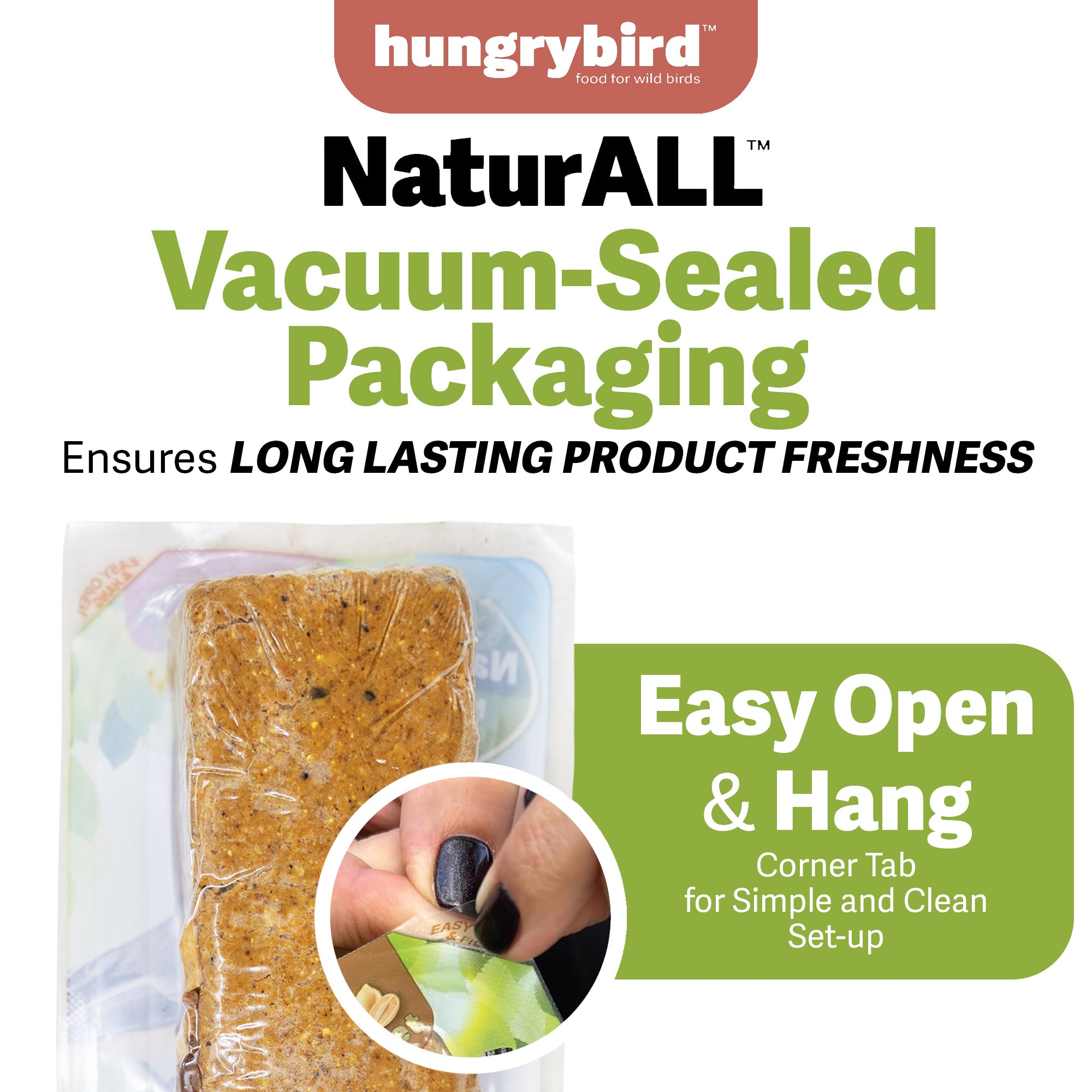 Hungrybird NaturAll Non-GMO, High-Protein Suet Bar with Hot Pepper Filling