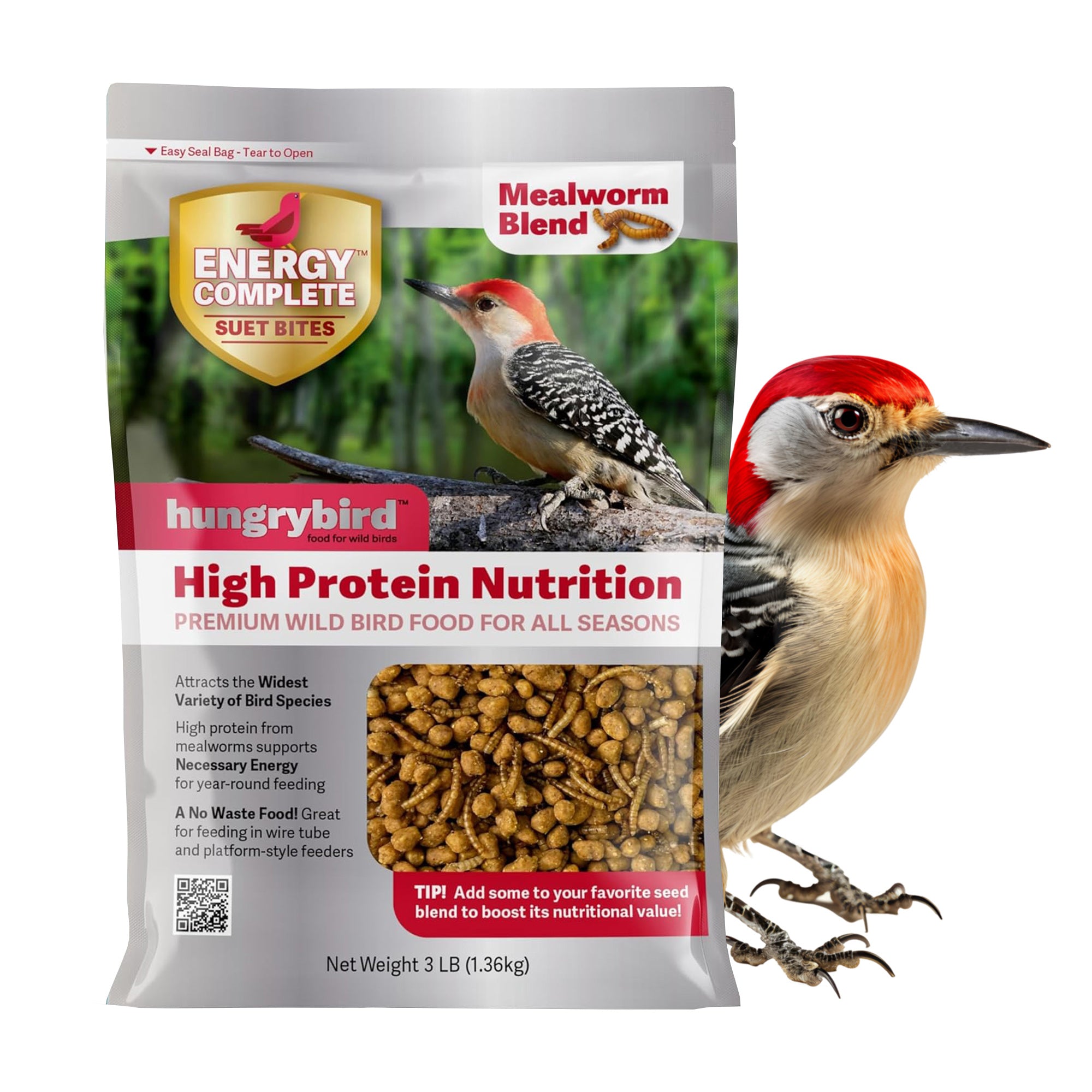 Hungrybird Energy Complete, 3lb - High-Protein Mealworm Suet Bites