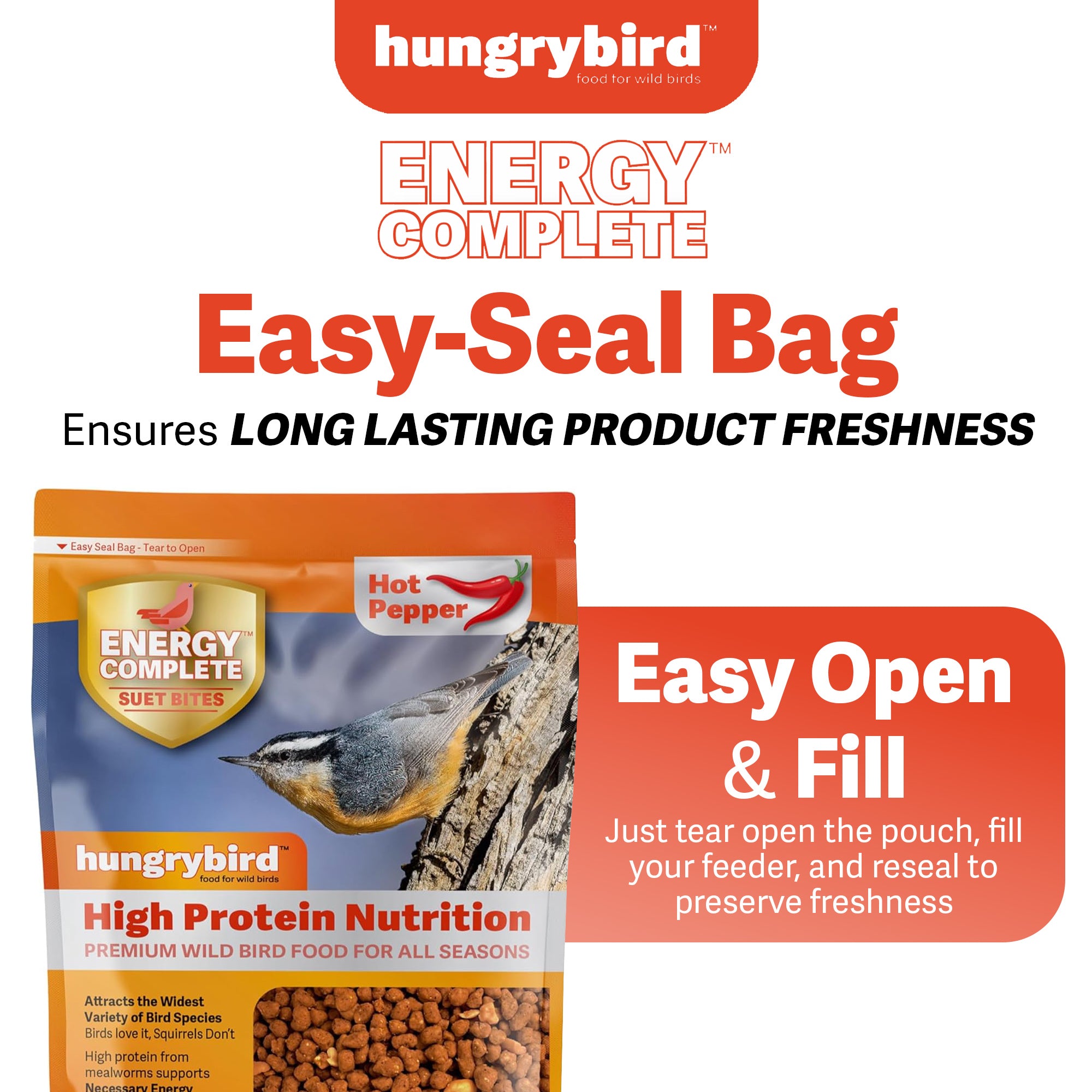 Hungrybird Energy Complete, 3lbs - High-Protein Hot Pepper Suet Bites