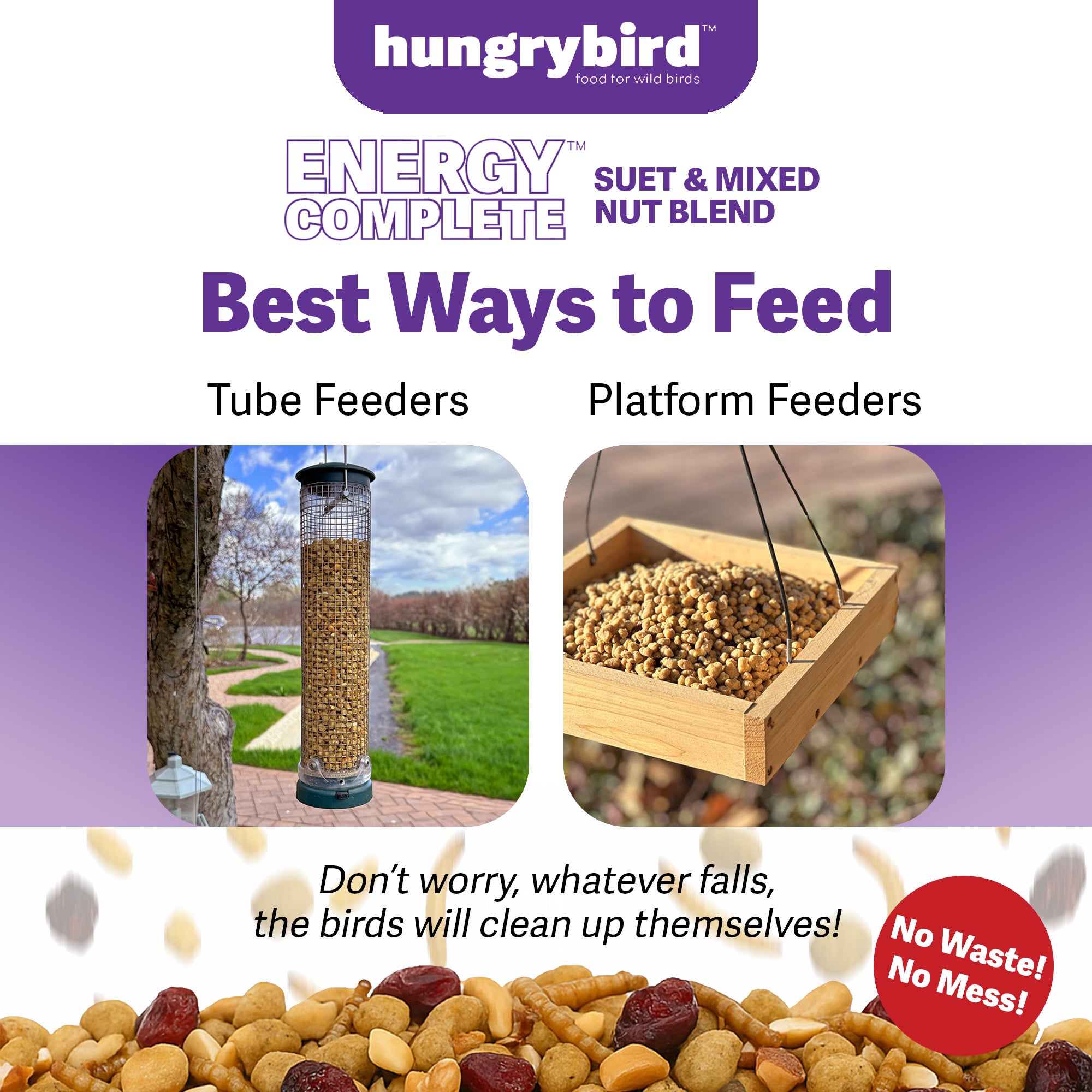 Hungrybird Energy Complete Diet, All-Season Blended Berry Suet & Mixed Nut, 7lb