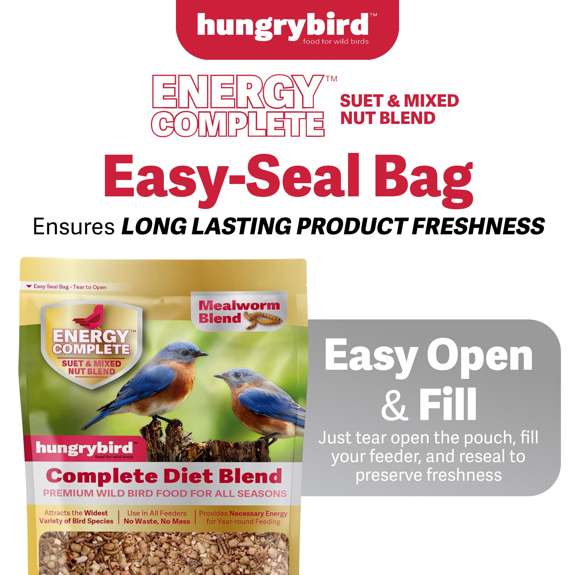 Hungrybird Energy Complete Diet, 7lb - All-Season Mealworm Suet & Mixed Nuts