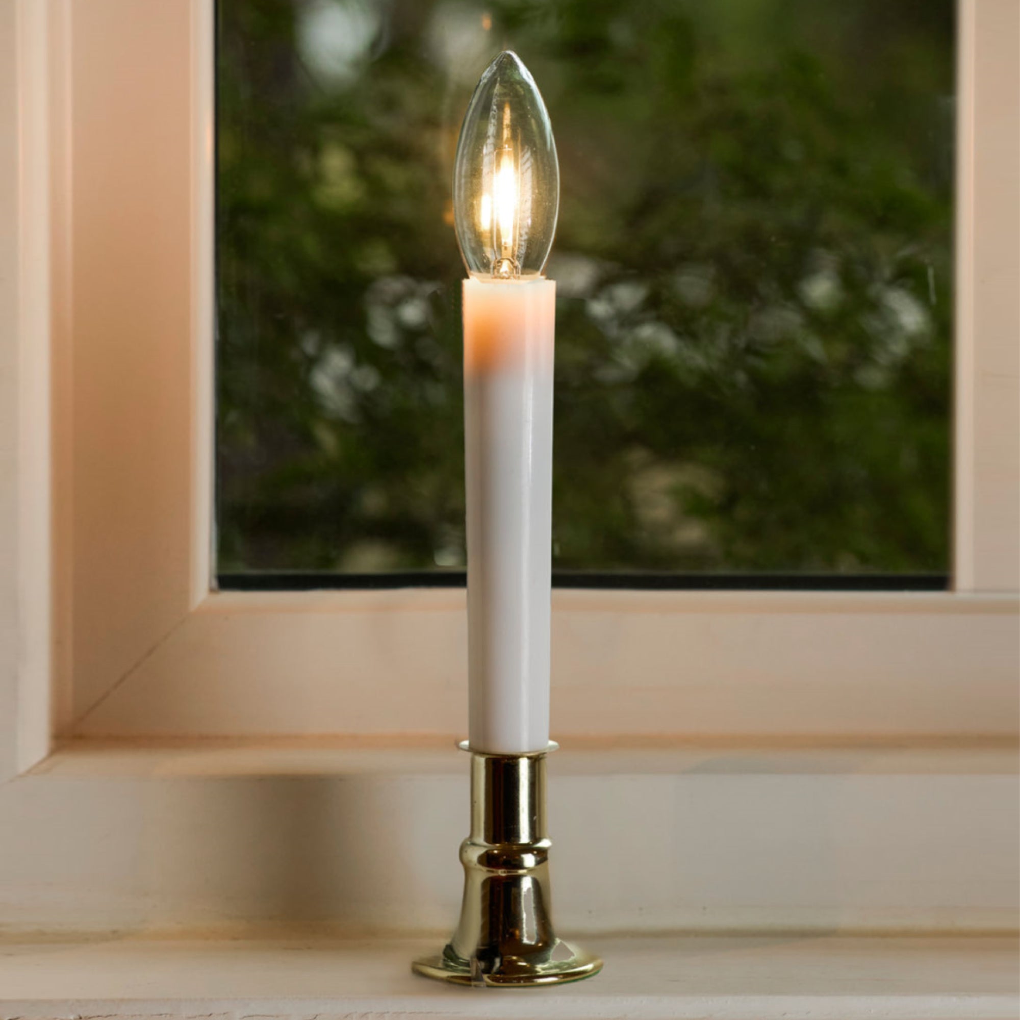 IMC Electric Candle with Warm White LED Bulb and Timer, Brass, 9", Pack of 4