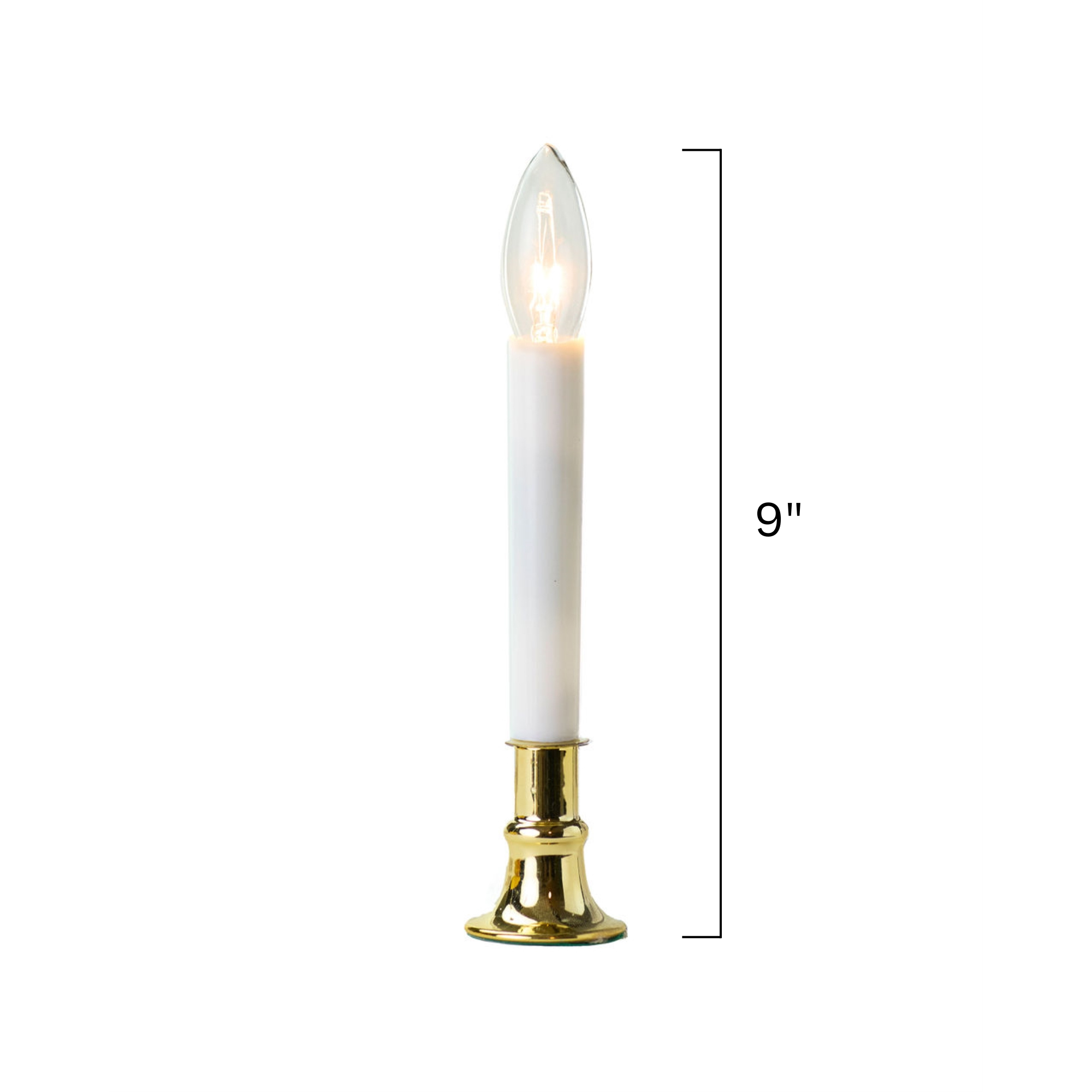 IMC Electric Candle with Warm White LED Bulb and Timer, Brass, 9", Pack of 4