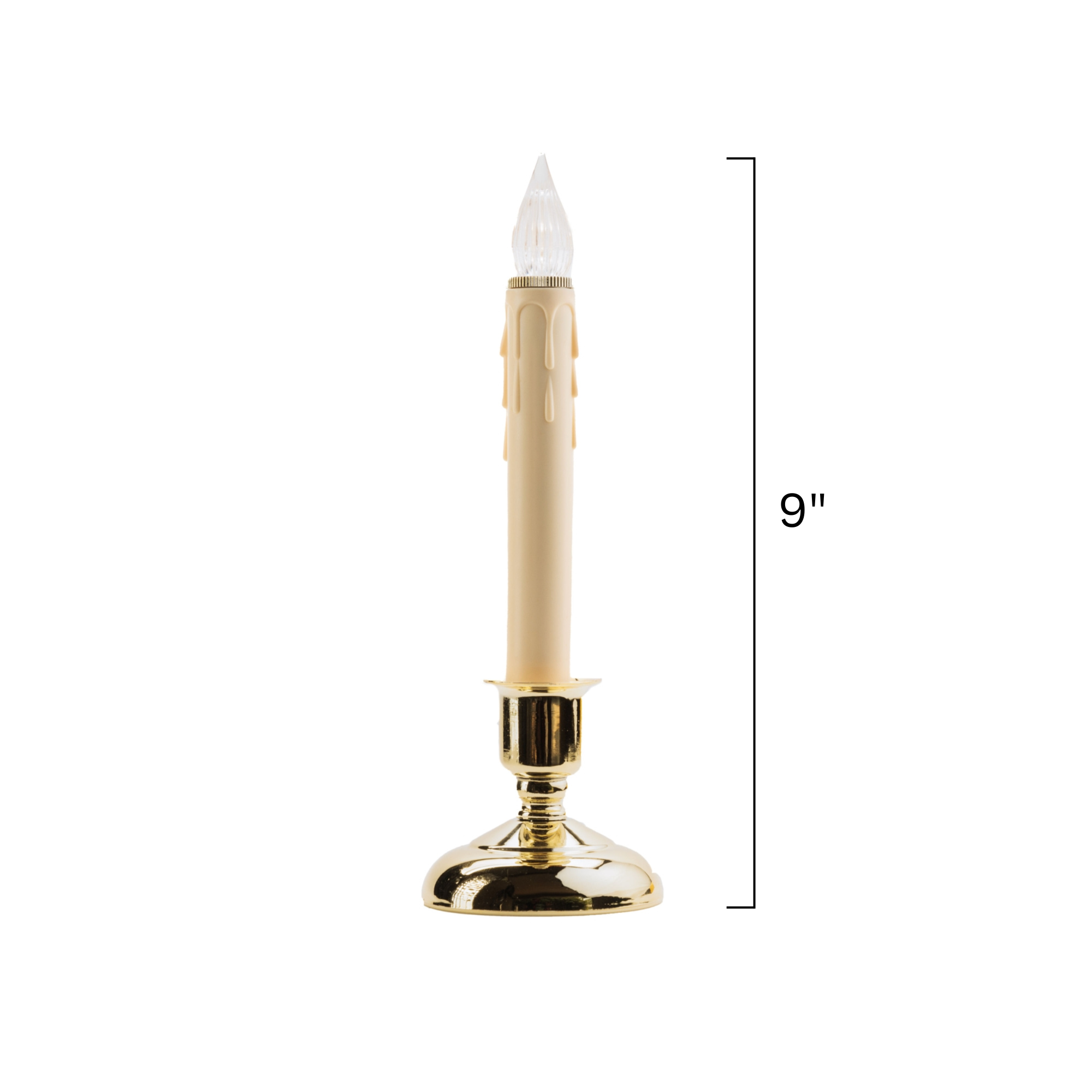 IMC Cape Cod B/O LED Window Candle w/ Timer, Wax Drip, Brass, 9", Pack of 4