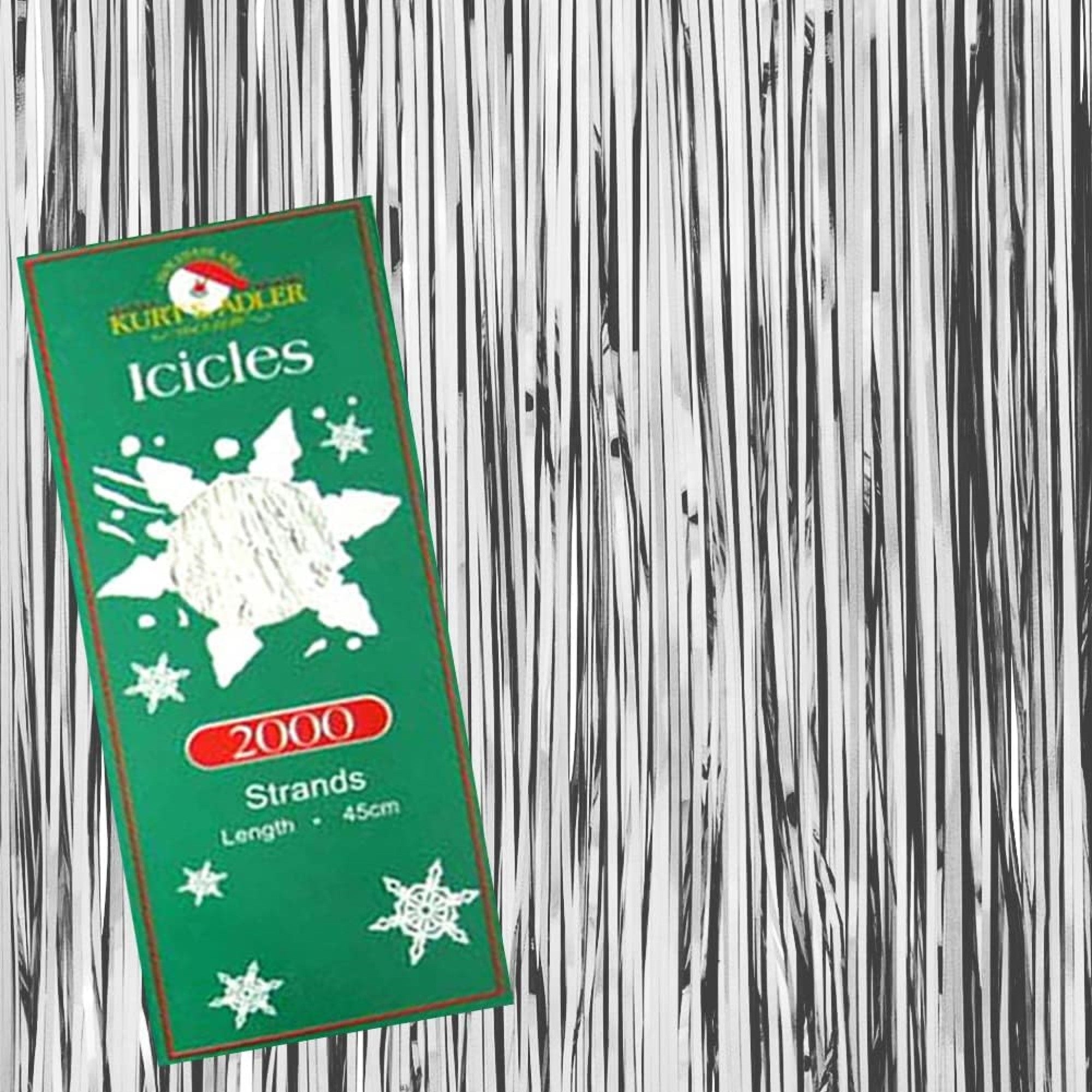Kurt Adler Christmas Decorations, Silver Icicle Strands, 18", 2,000 Strand Count