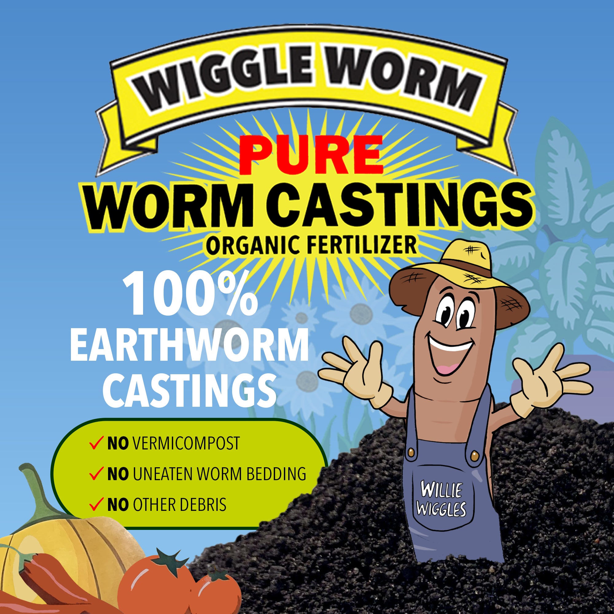 Wiggle Worm 100% Pure Organic Mineral-Dense Worm Castings Fertilizer - Improves Soil Fertility and Aeration for Growing Better Houseplants, Vegetables, and More