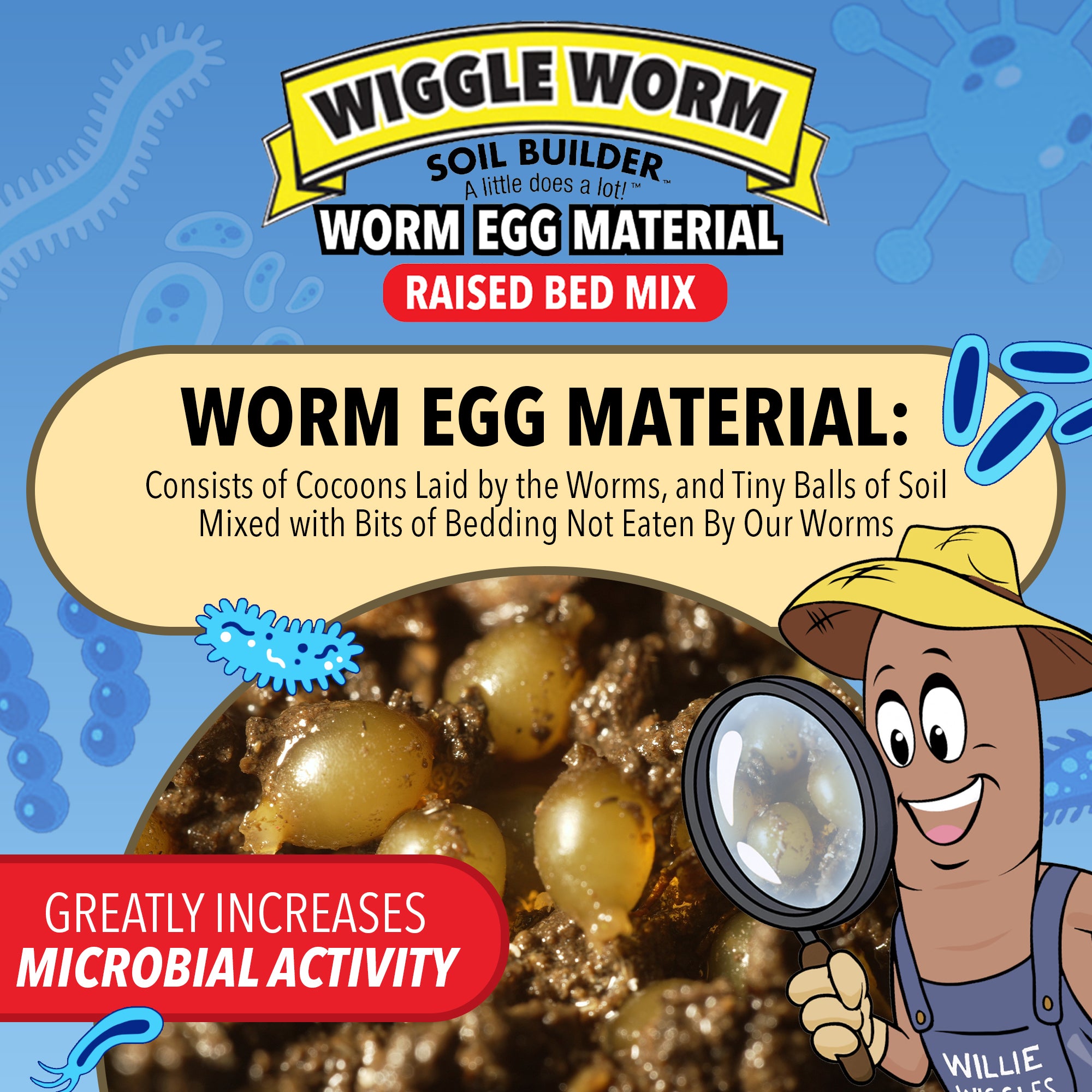 Wiggle Worm Raised Bed Mix, 40lbs - Organic Soil and Fertilizer for Container Gardening - Worm Egg Material Mixed with Odor Free Pure Worm Castings