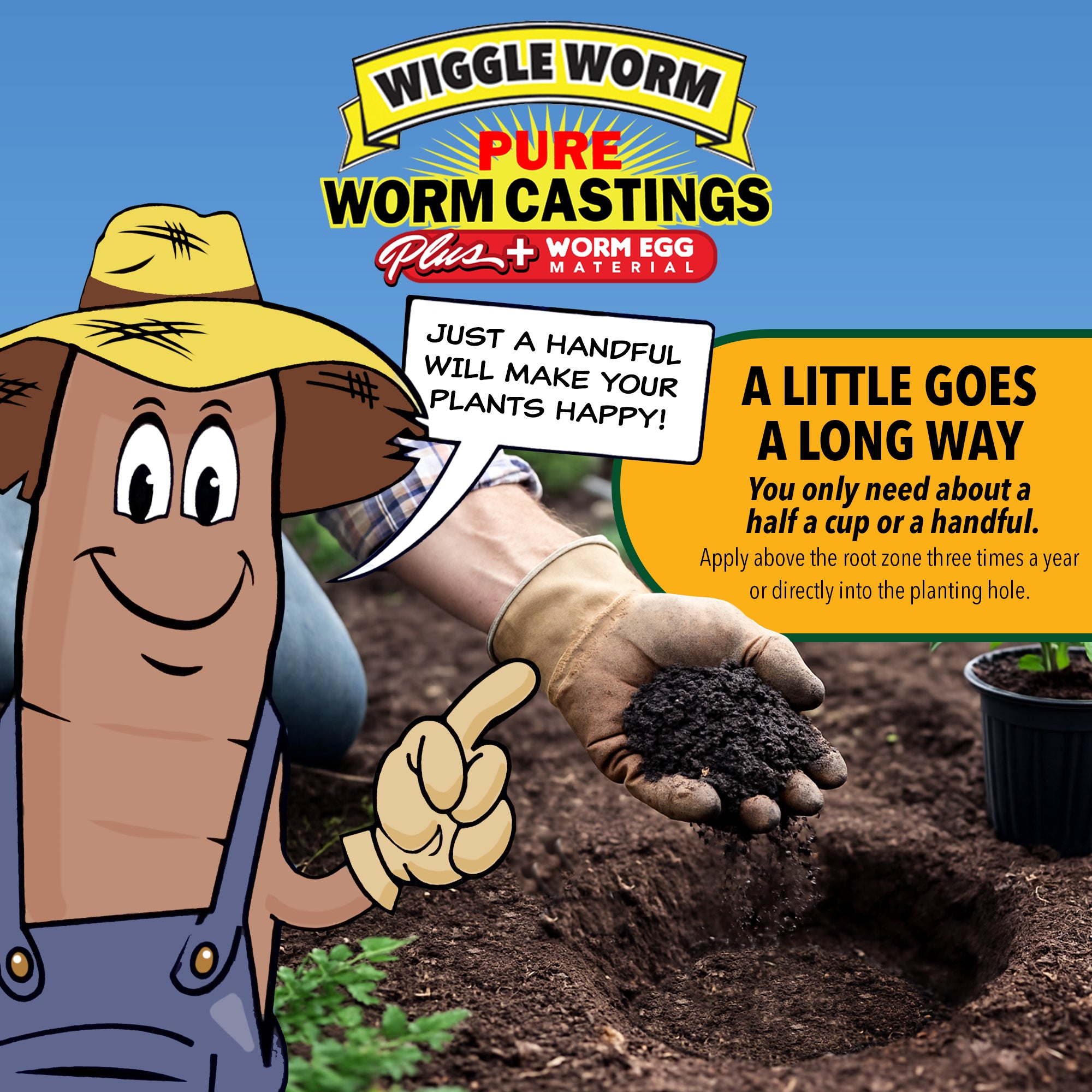 Wiggle Worm 100% Pure Worm Castings Plus Worm Egg Material, 40lbs – Fertilizer and Soil Amendment for Indoor and Outdoor Gardening to Improve Soil Fertility and Aeration - 100% Organic and Odor Free
