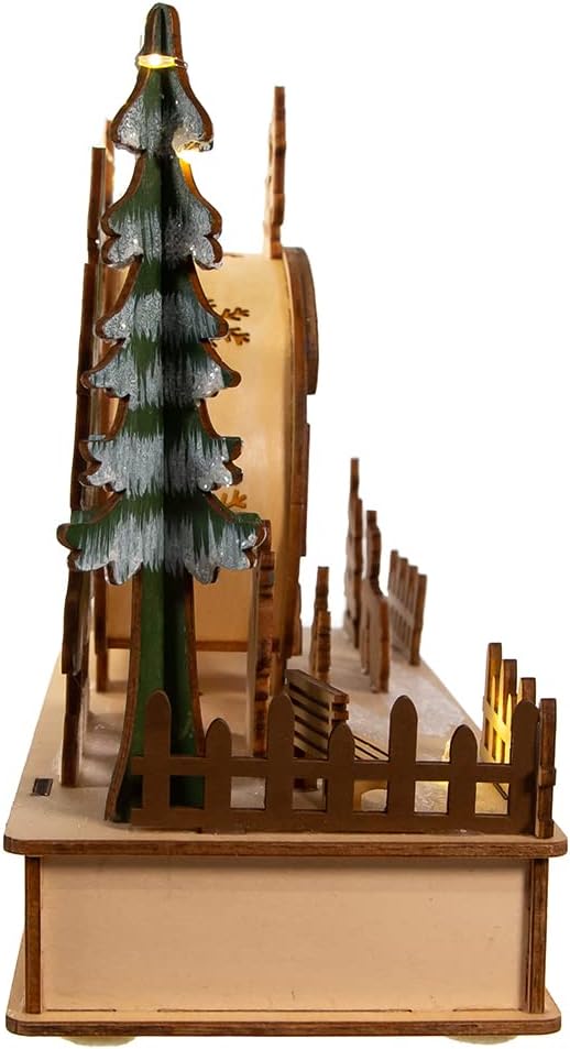 Kurt Adler Indoor Battery-Operated LED Lighted Tabletop Decoration, Wooden Camper, 7.5"