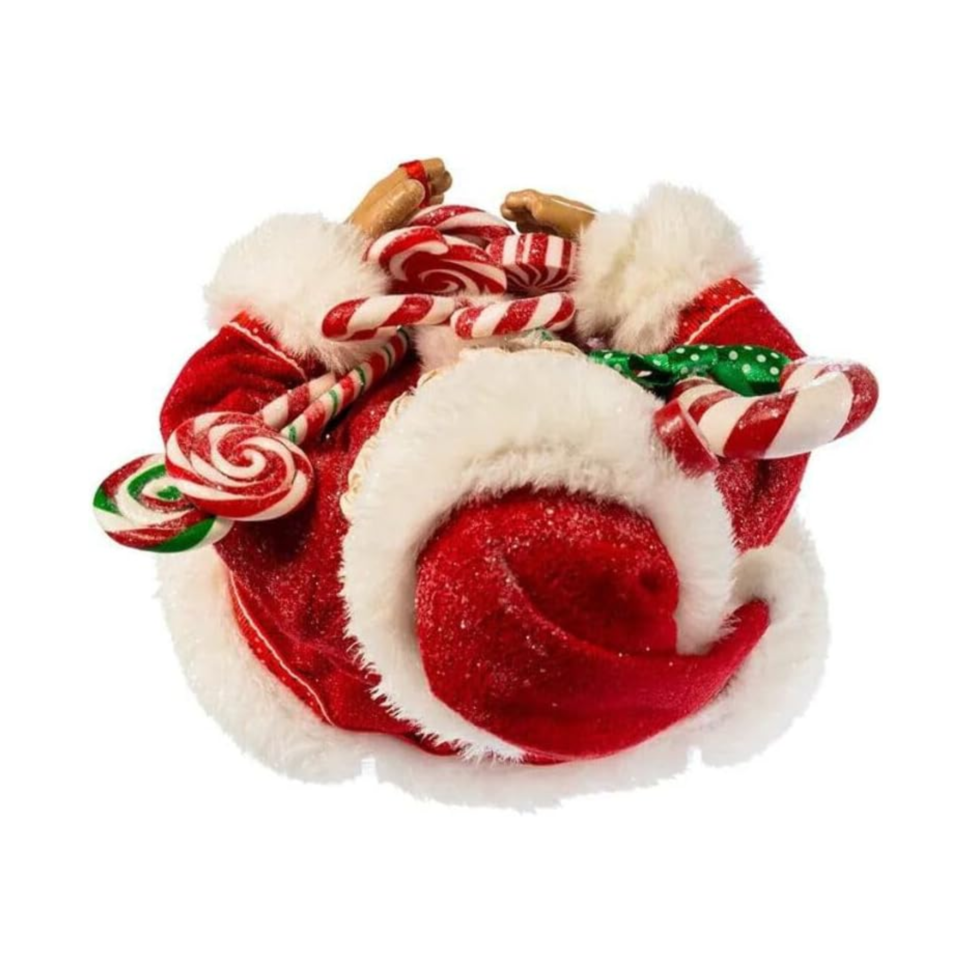 Kurt Adler Fabriche Christmas Figurine, Santa with Christmas Candy & Bag, 10.5in