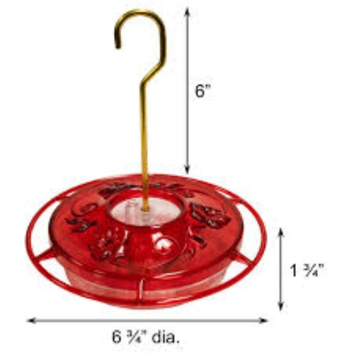 Aspects Little Fancy Red Hummingbird Feeder — 3 Feeding Ports & Ant Moat — 8 oz