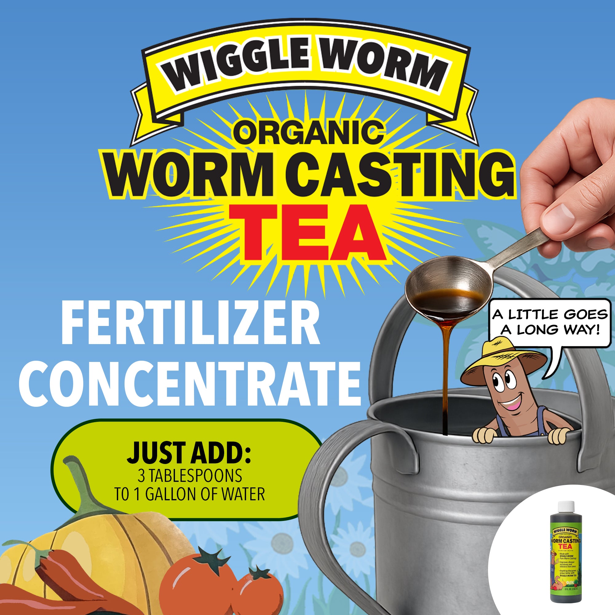 Wiggle Worm Combo Package – 8oz Organic Pure Worm Casting Tea Fertilizer Concentrate and 40lbs Worm Egg Material Raised Bed Mix Plus for Planting and Fertilization of Indoor and Outdoor Plants