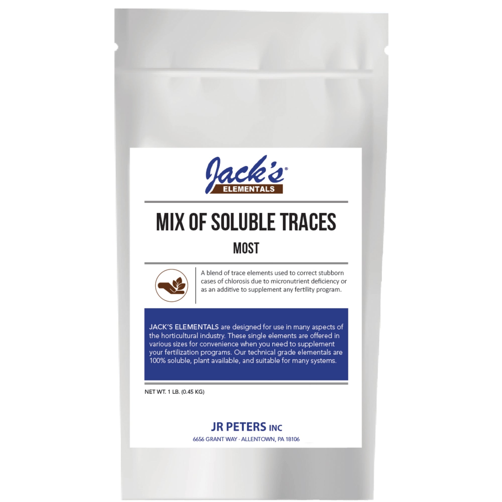 Jack's Elementals Mix of Soluble Traces MOST Water-Soluble Fertilizer with Micronutrients to Correct Chlorosis in Plants Grown in Continuous Liquid Feed Programs, 1lb
