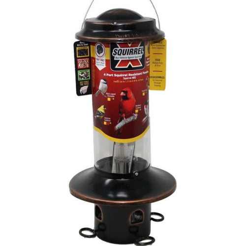 Squirrel X Tubular Bird Feeder — Squirrel-Proof, 2.8 lb Seed Capacity, Black/Bronze, 16.5"