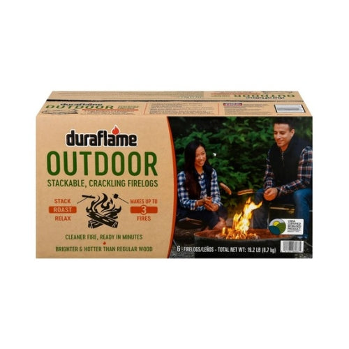 Duraflame Outdoor Crackling Campfire Firelogs — Stackable, Fast-Lighting, Clean-Burning (Pack of 3)