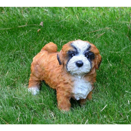 Michael Carr Designs Puppy Love Collection, Outdoor Resin Statue Figurine — Lhasa Apso, 7.3" H