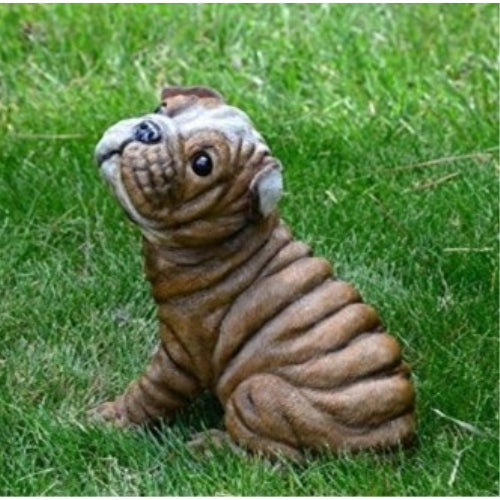 Michael Carr Designs Puppy Love Collection, Outdoor Resin Statue Figurine — Bulldog Puppy, 6.5” H