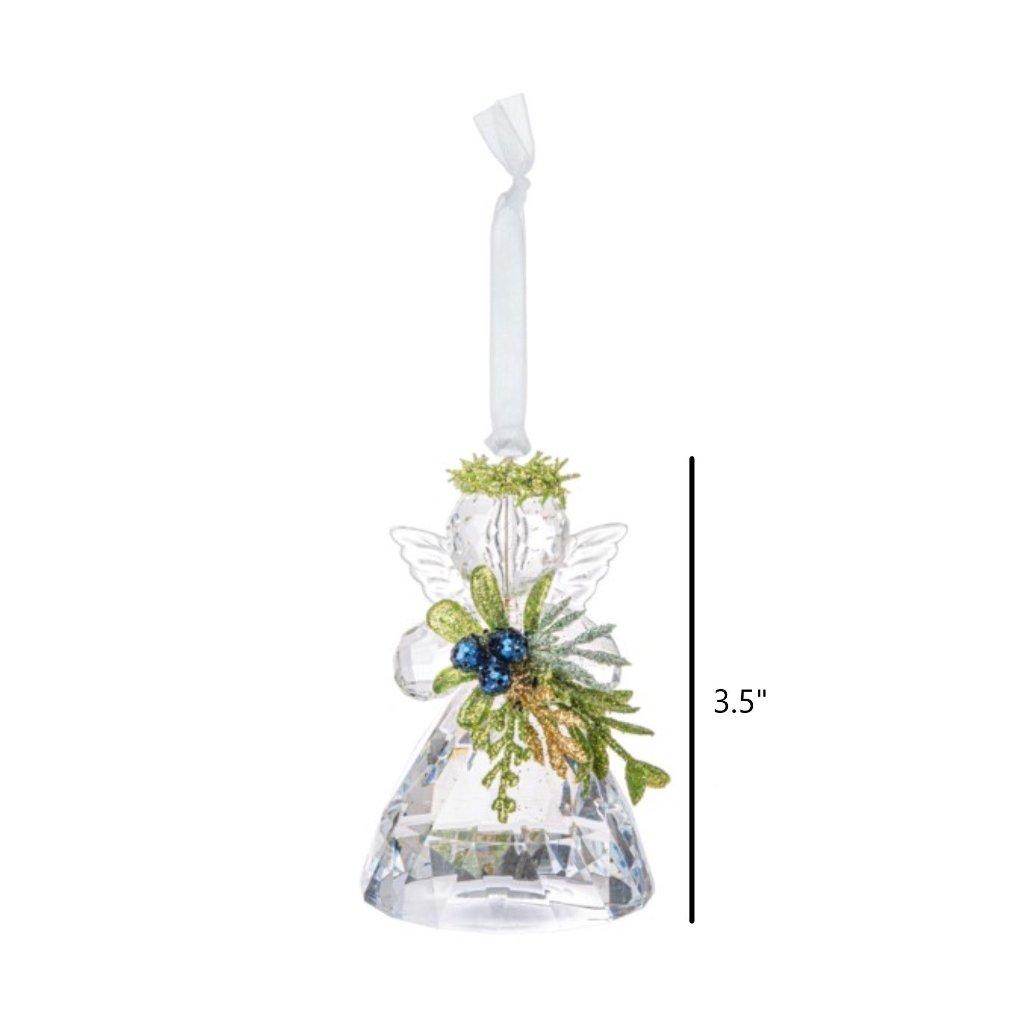 Ganz Kissing Krystals Christmas Mistletoe Angel Ornament, Sapphire Berries, 3.5"