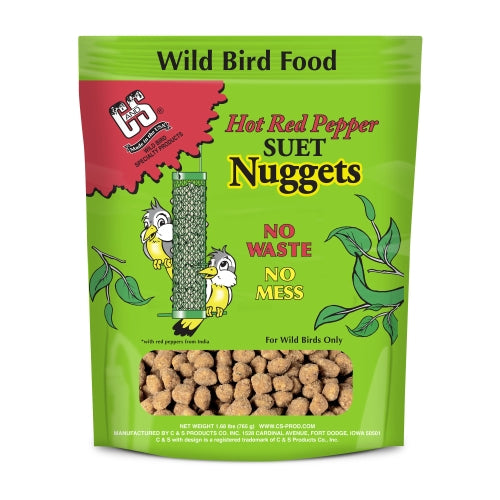 C&S Hot Pepper Suet Nuggets — No-Melt, Mess-Free High-Energy Bird Feed, 27oz