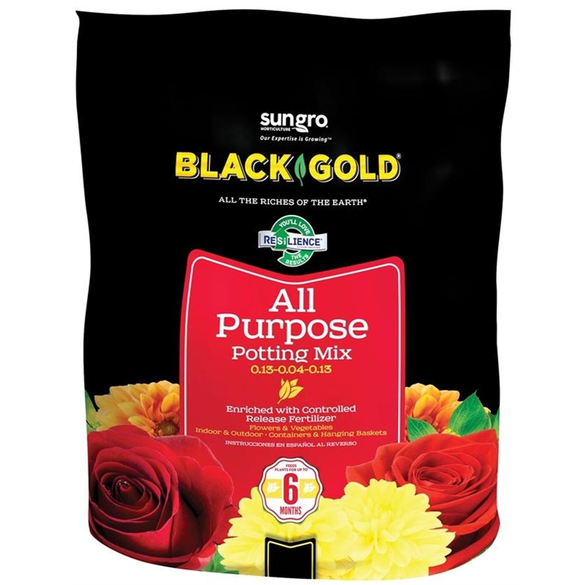 Black Gold All Purpose Potting Soil Mix with RESiLIENCE Fertilizer