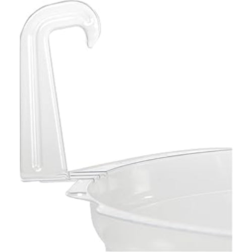 Curtis Wagner Plastics Hanging Basket Drip Pan with 4 Molded Hooks, Clear — 12"