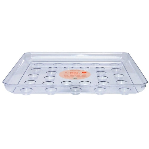 Curtis Wagner Plastics Designer Series Heavy Gauge Saucer, Footed Square, Clear — 16"