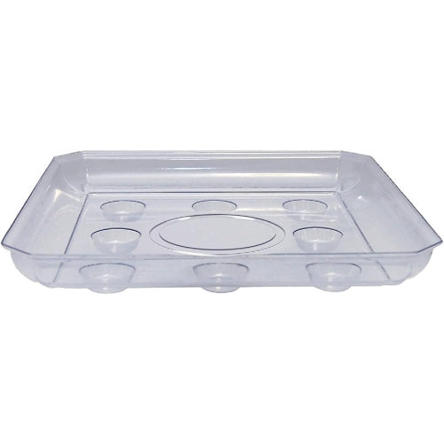 Curtis Wagner Plastics Designer Series Heavy Gauge Saucer, Footed Square, Clear — 10"