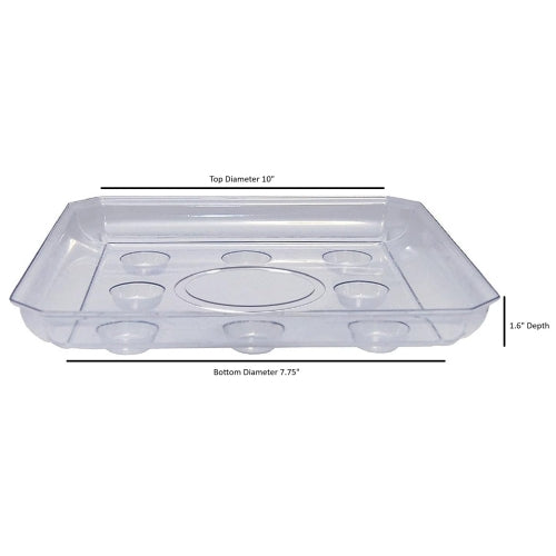 Curtis Wagner Plastics Designer Series Heavy Gauge Saucer, Footed Square, Clear — 10"