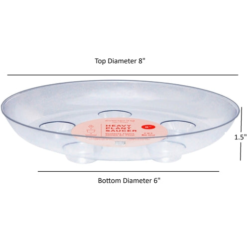 Curtis Wagner Plastics Clear Designer Series Heavy Plant Saucers, Footed — 8”