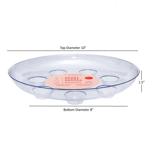 Curtis Wagner Plastics Clear Designer Series Heavy Plant Saucers, Footed — 10”