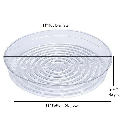 Curtis Wagner Plastics Vinyl Plant Saucer — Air-Flow Bottom Design, Clear — 14"