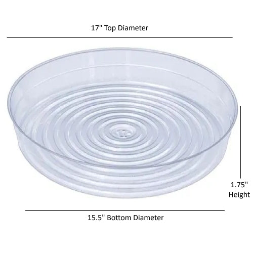 Curtis Wagner Plastics Vinyl Plant Saucer — Air-Flow Bottom Design, Clear — 17”